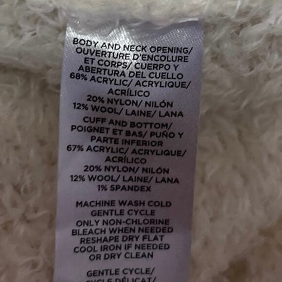 Ann Taylor Loft White Wool Fuzzy Long Sleeve Open Front Cardigan Sweater Size L - Picture 5 of 5